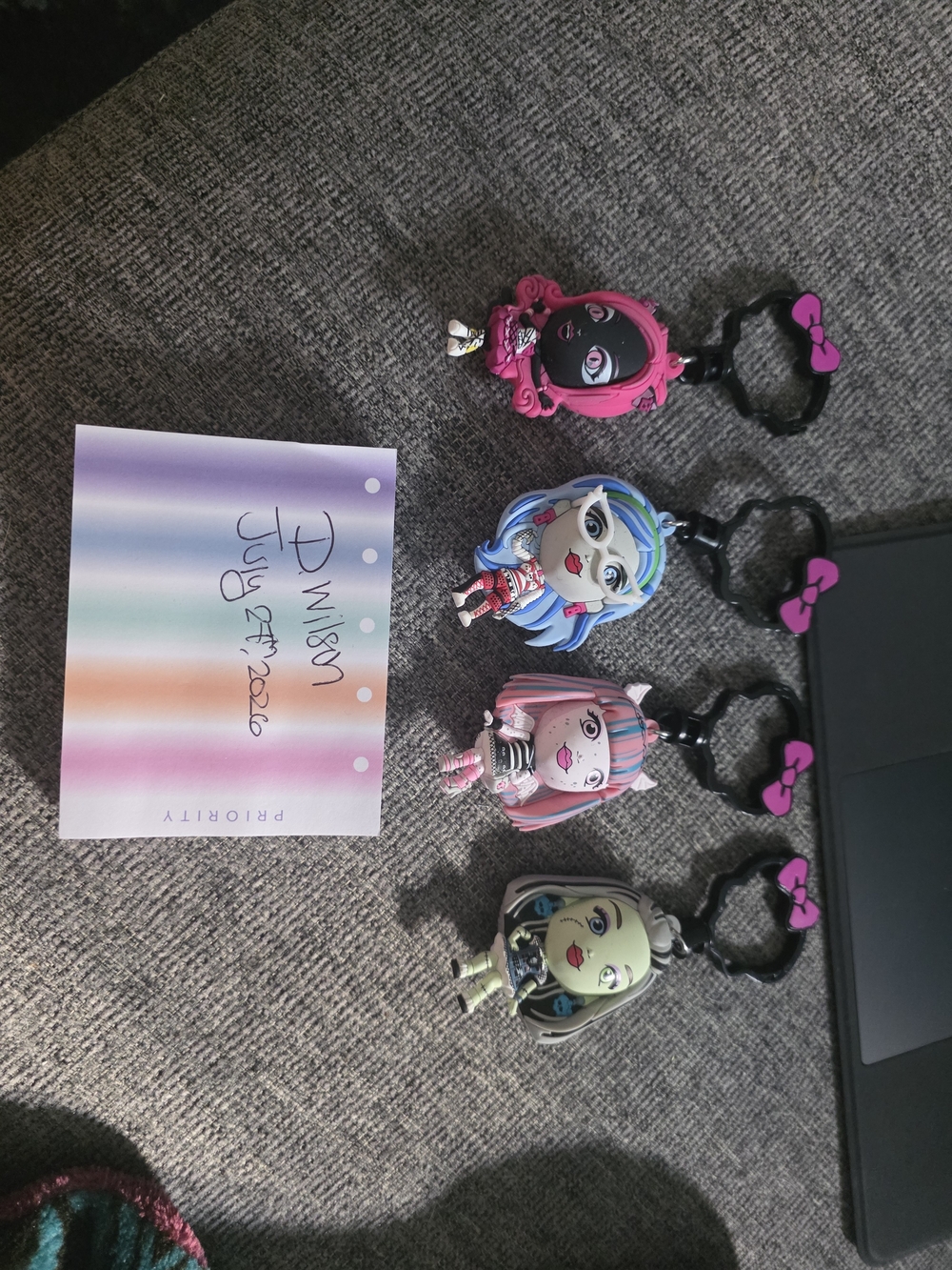 monster high Pink and Blue Character Keychain Set